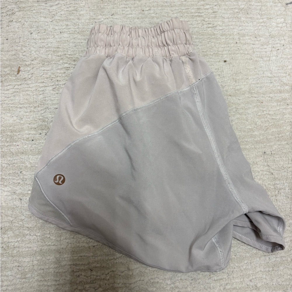 Lululemon High-Waist Athletic Shorts in Light Taupe